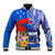 Personalised Samoa Coat Of Arms Baseball Jacket Hibiscus Polynesian Tattoo Pattern LT03 Unisex Blue - Polynesian Pride