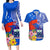 Personalised Samoa Coat Of Arms Couples Matching Long Sleeve Bodycon Dress and Hawaiian Shirt Hibiscus Polynesian Tattoo Pattern LT03 Blue - Polynesian Pride