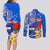 Personalised Samoa Coat Of Arms Couples Matching Long Sleeve Bodycon Dress and Long Sleeve Button Shirt Hibiscus Polynesian Tattoo Pattern LT03 - Polynesian Pride