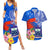 Personalised Samoa Coat Of Arms Couples Matching Summer Maxi Dress and Hawaiian Shirt Hibiscus Polynesian Tattoo Pattern LT03 Blue - Polynesian Pride