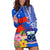 Personalised Samoa Coat Of Arms Hoodie Dress Hibiscus Polynesian Tattoo Pattern LT03 Blue - Polynesian Pride