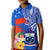 Personalised Samoa Coat Of Arms Kid Polo Shirt Hibiscus Polynesian Tattoo Pattern LT03 Kid Blue - Polynesian Pride