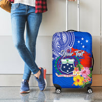 Personalised Samoa Coat Of Arms Luggage Cover Hibiscus Polynesian Tattoo Pattern LT03 - Polynesian Pride