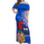 Personalised Samoa Coat Of Arms Off Shoulder Maxi Dress Hibiscus Polynesian Tattoo Pattern LT03 Women Blue - Polynesian Pride