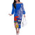 Personalised Samoa Coat Of Arms Off The Shoulder Long Sleeve Dress Hibiscus Polynesian Tattoo Pattern LT03 Women Blue - Polynesian Pride