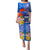 Personalised Samoa Coat Of Arms Puletasi Hibiscus Polynesian Tattoo Pattern LT03 Long Dress Blue - Polynesian Pride