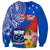 Personalised Samoa Coat Of Arms Sweatshirt Hibiscus Polynesian Tattoo Pattern LT03 - Polynesian Pride