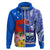 Personalised Samoa Coat Of Arms Zip Hoodie Hibiscus Polynesian Tattoo Pattern LT03 Zip Hoodie Blue - Polynesian Pride