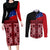 Samoa Flag Day Couples Matching Long Sleeve Bodycon Dress and Long Sleeve Button Shirt Siapo Pattern and Ula Fala LT03 Red - Polynesian Pride