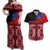 Samoa Flag Day Couples Matching Off Shoulder Maxi Dress and Hawaiian Shirt Siapo Pattern and Ula Fala LT03 Red - Polynesian Pride