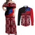 Samoa Flag Day Couples Matching Off Shoulder Maxi Dress and Long Sleeve Button Shirt Siapo Pattern and Ula Fala LT03 Red - Polynesian Pride