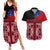 Samoa Flag Day Couples Matching Summer Maxi Dress and Hawaiian Shirt Siapo Pattern and Ula Fala LT03 Red - Polynesian Pride