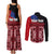 Samoa Flag Day Couples Matching Tank Maxi Dress and Long Sleeve Button Shirt Siapo Pattern and Ula Fala LT03 - Polynesian Pride