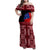 Samoa Flag Day Family Matching Off Shoulder Maxi Dress and Hawaiian Shirt Siapo Pattern and Ula Fala LT03 Mom's Dress Red - Polynesian Pride