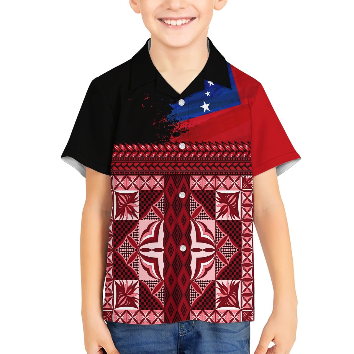 Samoa Flag Day Hawaiian Shirt Siapo Pattern and Ula Fala LT03 - Polynesian Pride