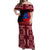 Samoa Flag Day Off Shoulder Maxi Dress Siapo Pattern and Ula Fala LT03 Women Red - Polynesian Pride