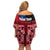 Samoa Flag Day Off Shoulder Short Dress Siapo Pattern and Ula Fala LT03 - Polynesian Pride