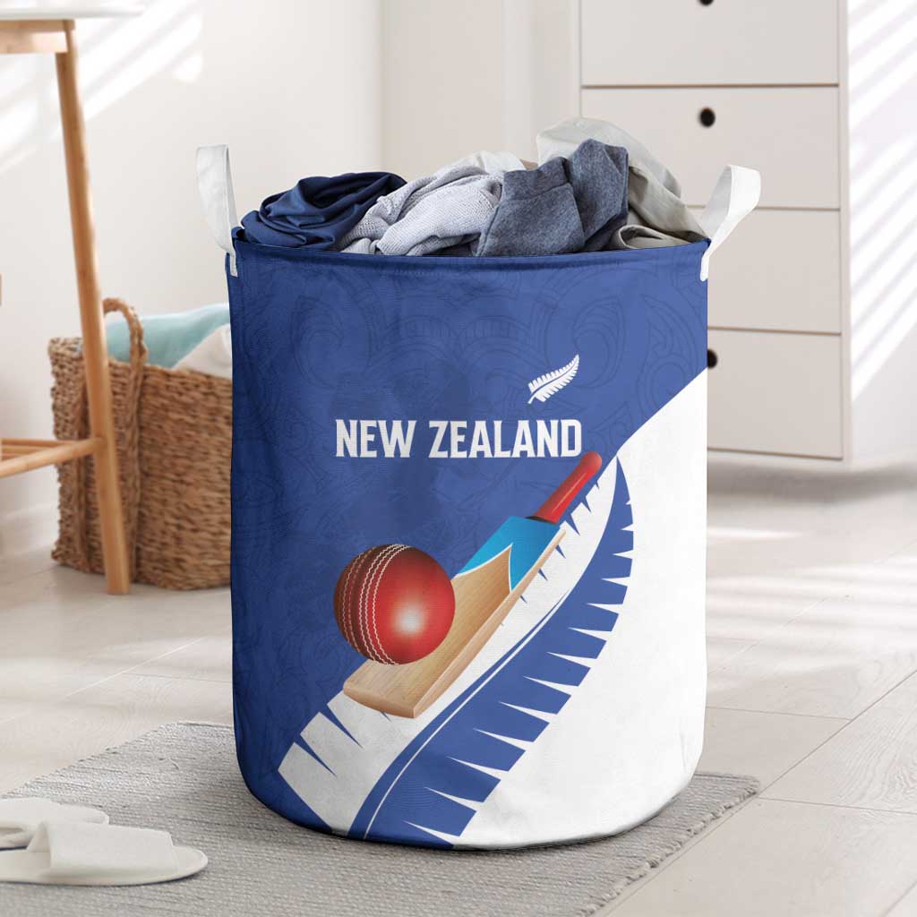New Zealand Cricket Laundry Basket Kiwi Birds Haka Dance Blue Fern Sporty Style LT03 Blue - Polynesian Pride