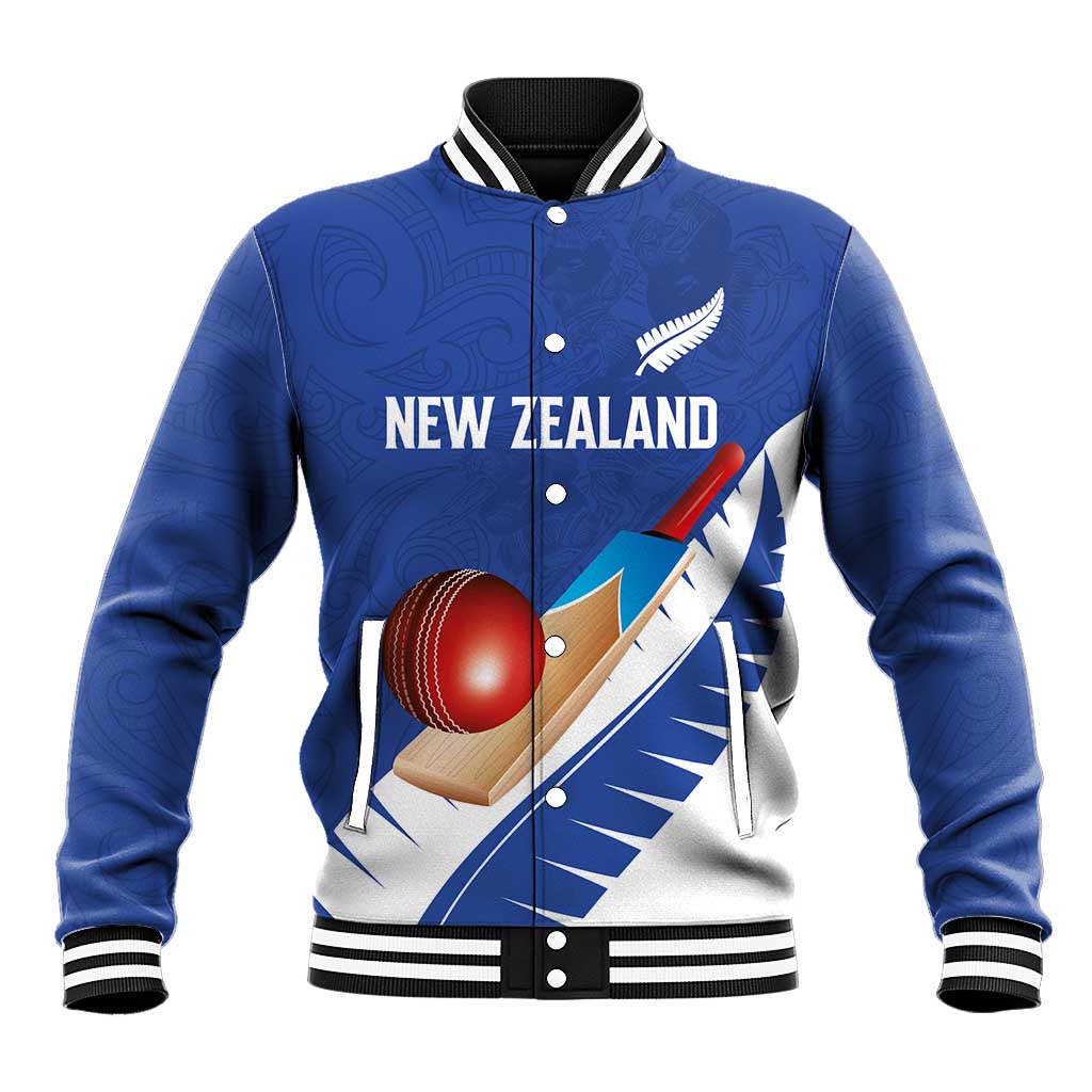 Custom New Zealand Cricket Baseball Jacket Kiwi Birds Haka Dance Blue Fern Sporty Style LT03 Unisex Blue - Polynesian Pride