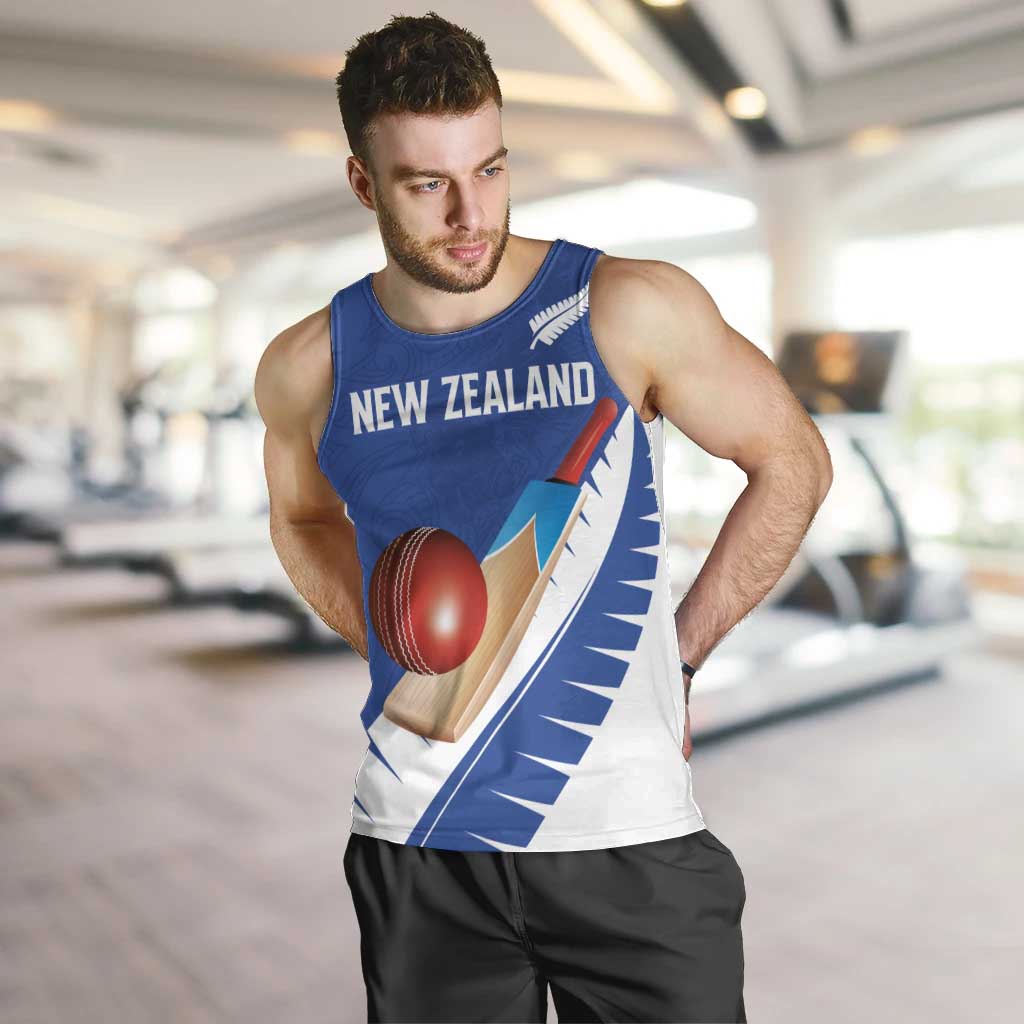 Custom New Zealand Cricket Men Tank Top Kiwi Birds Haka Dance Blue Fern Sporty Style LT03 Blue - Polynesian Pride