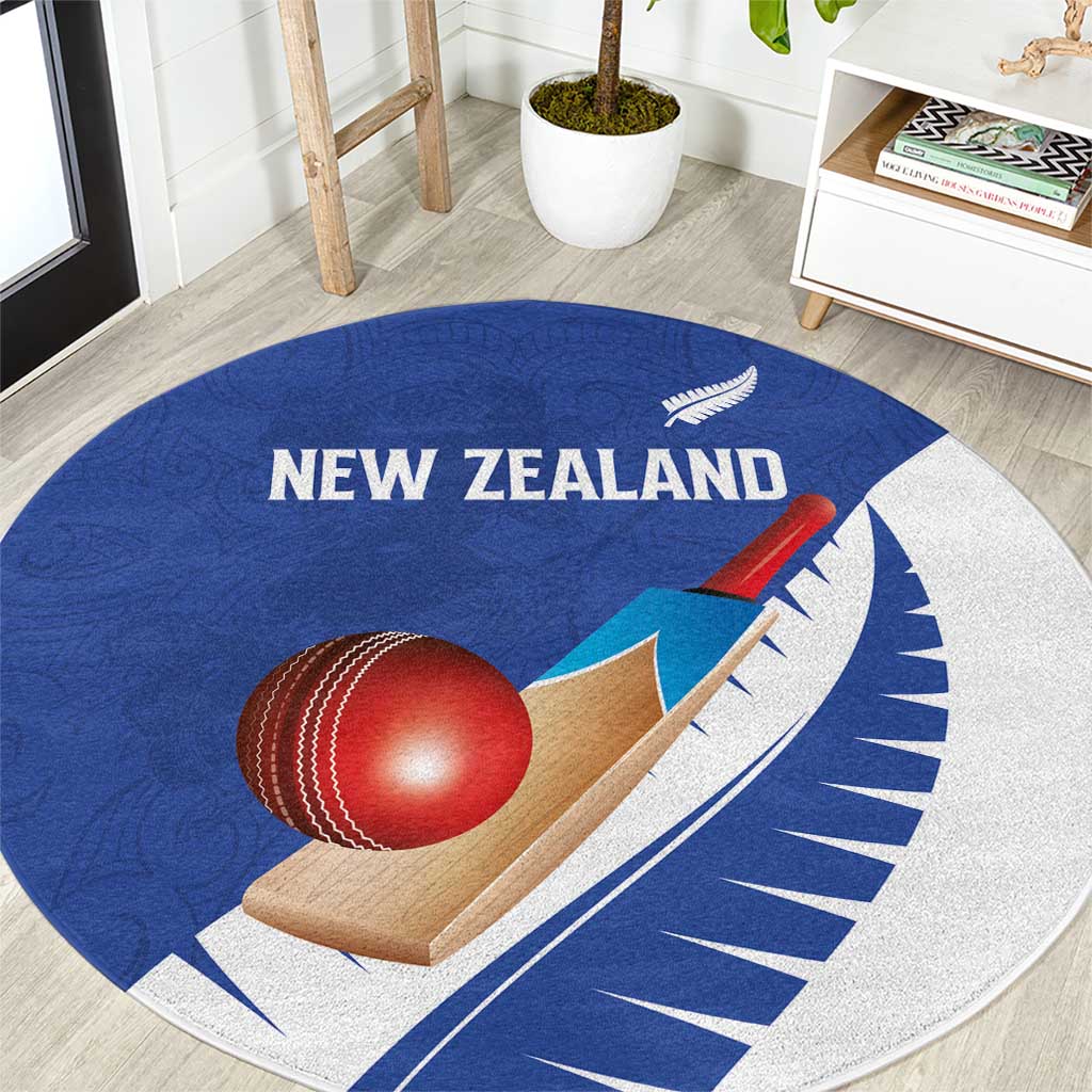New Zealand Cricket Round Carpet Kiwi Birds Haka Dance Blue Fern Sporty Style LT03 Blue - Polynesian Pride