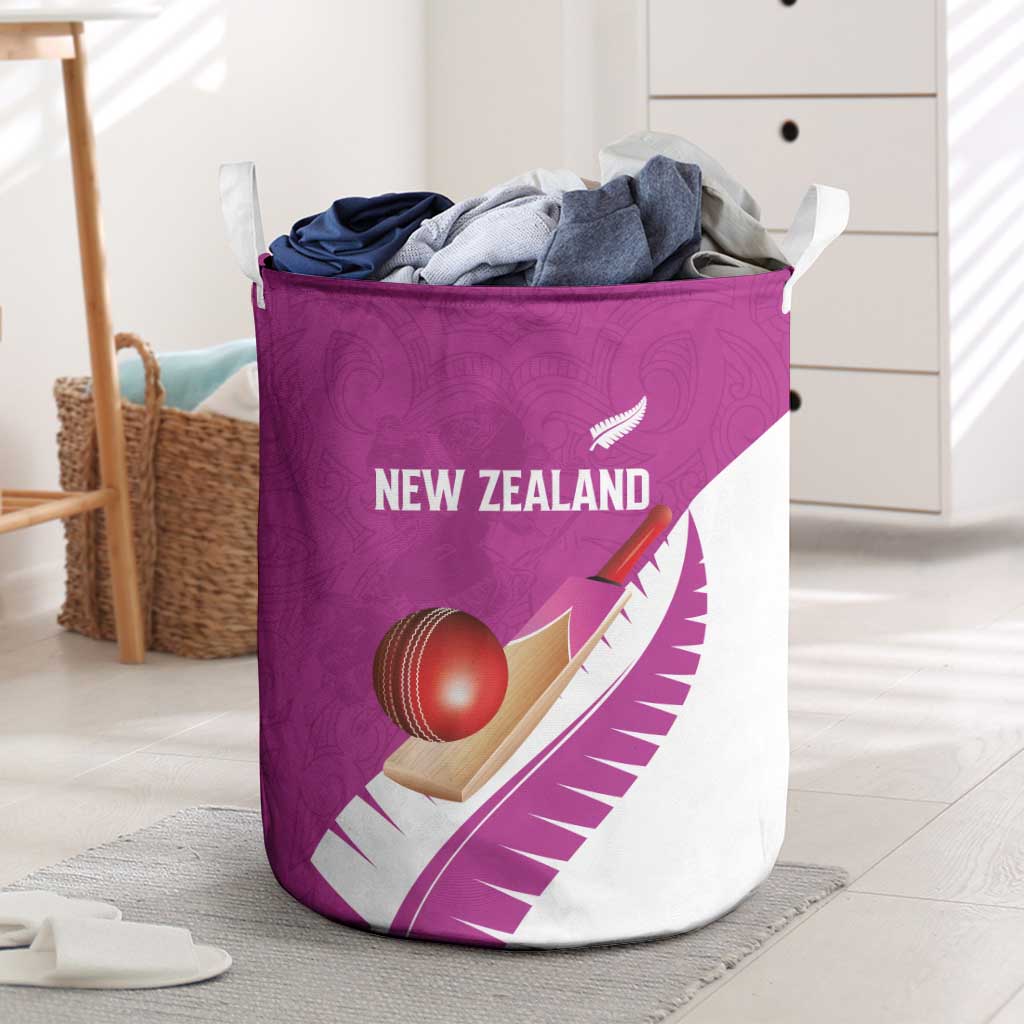 New Zealand Cricket Laundry Basket Kiwi Birds Haka Dance Pink Fern Sporty Style LT03 Pink - Polynesian Pride