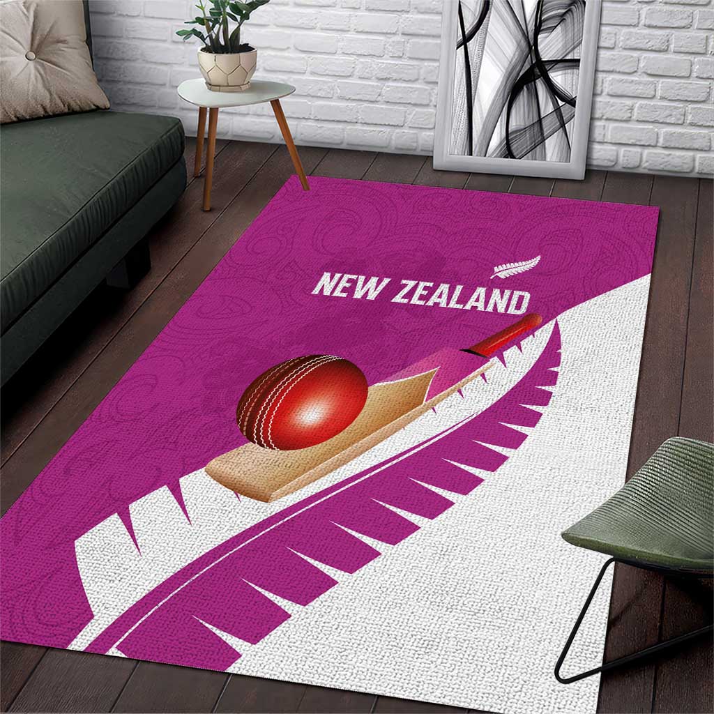 New Zealand Cricket Area Rug Kiwi Birds Haka Dance Pink Fern Sporty Style LT03 Pink - Polynesian Pride