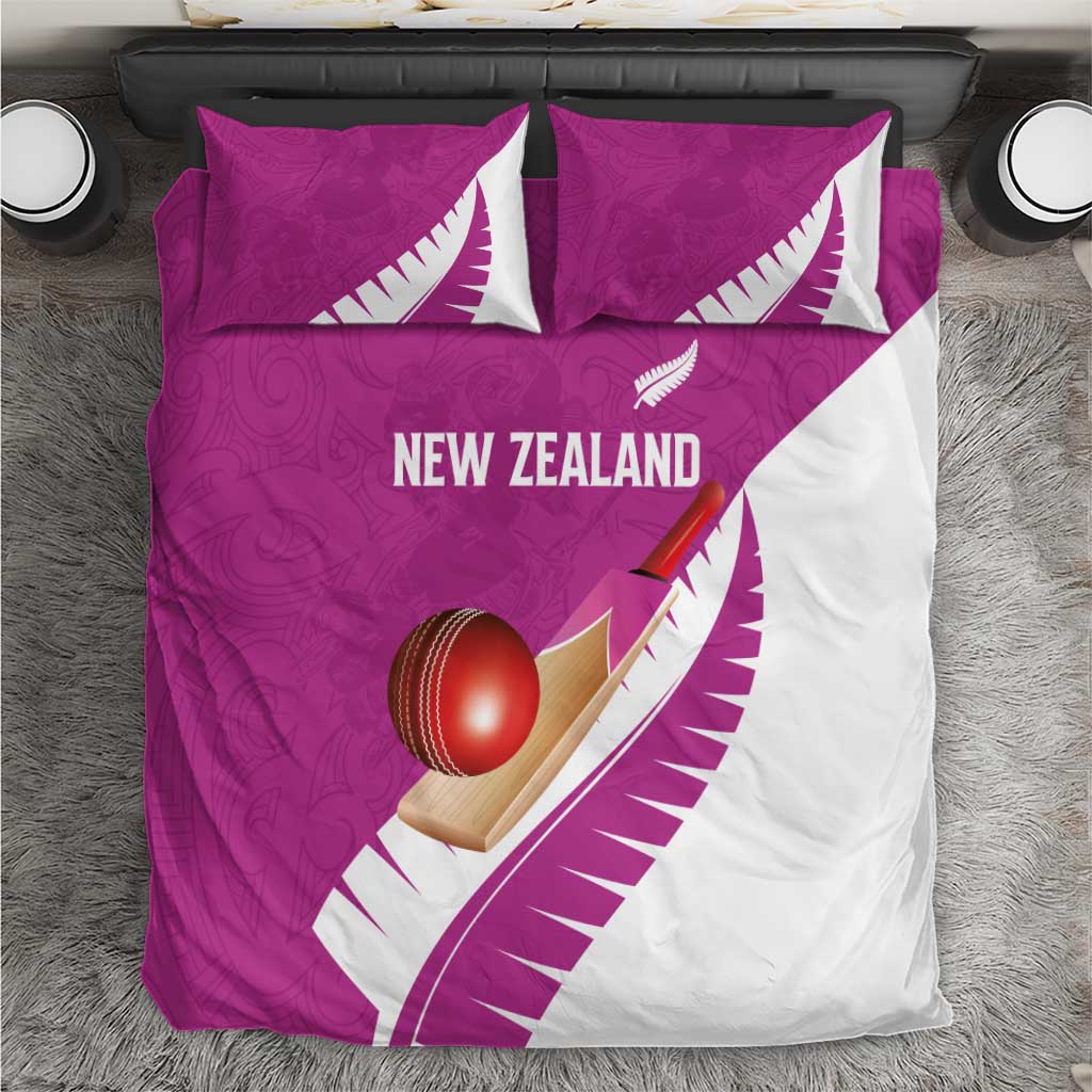 New Zealand Cricket Bedding Set Kiwi Birds Haka Dance Pink Fern Sporty Style LT03 Pink - Polynesian Pride