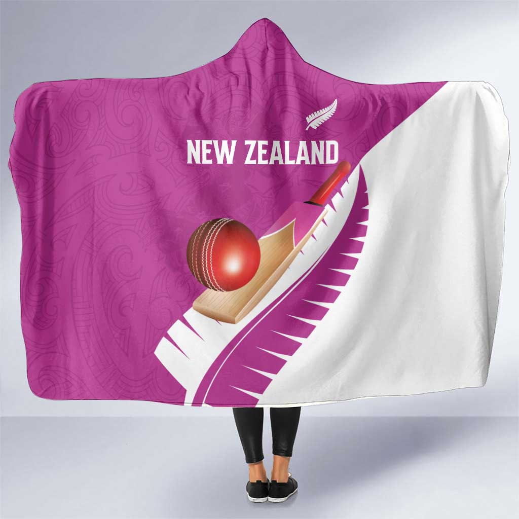 New Zealand Cricket Hooded Blanket Kiwi Birds Haka Dance Pink Fern Sporty Style LT03 One Size Pink - Polynesian Pride