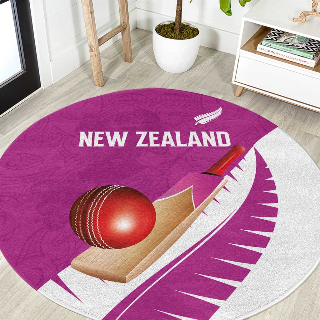 New Zealand Cricket Round Carpet Kiwi Birds Haka Dance Pink Fern Sporty Style LT03 Pink - Polynesian Pride