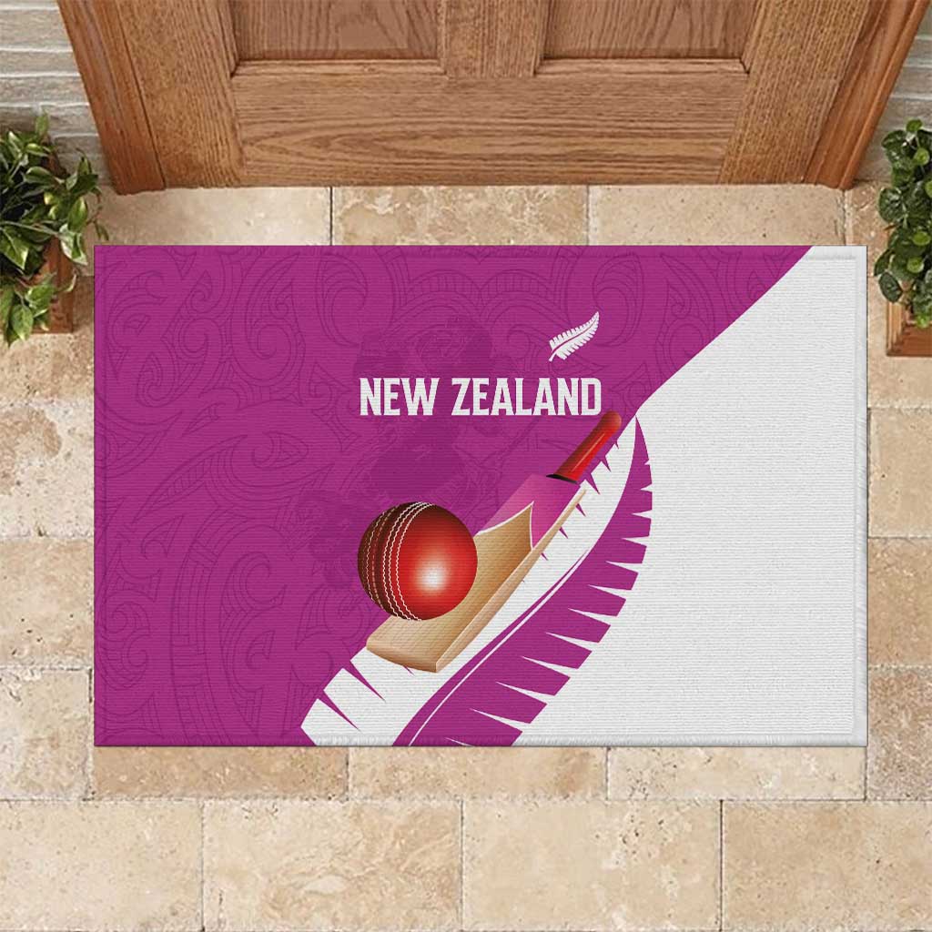 New Zealand Cricket Rubber Doormat Kiwi Birds Haka Dance Pink Fern Sporty Style LT03 Pink - Polynesian Pride
