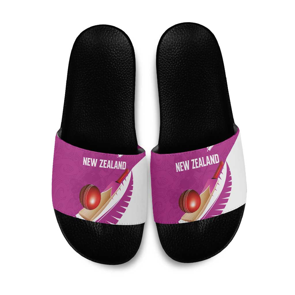 New Zealand Cricket Slide Sandals Kiwi Birds Haka Dance Pink Fern Sporty Style LT03 Pink - Polynesian Pride