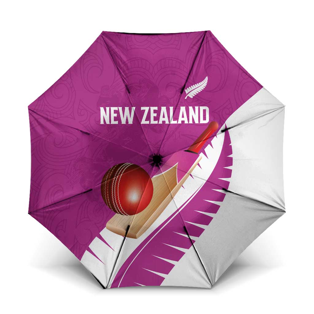 New Zealand Cricket Umbrella Kiwi Birds Haka Dance Pink Fern Sporty Style LT03 One Size Folded 11.42 inch Opened Diameter 37.4 inch Pink - Polynesian Pride