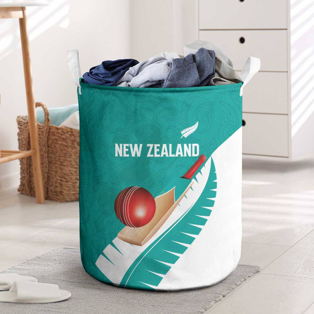 New Zealand Cricket Laundry Basket Kiwi Birds Haka Dance Turquoise Fern Sporty Style LT03 Turquoise - Polynesian Pride