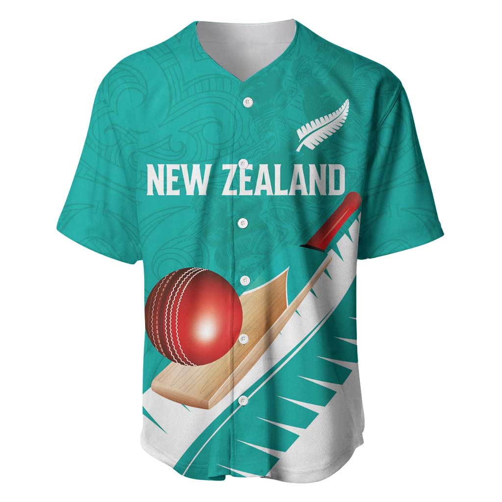 Custom New Zealand Cricket Baseball Jersey Kiwi Birds Haka Dance Turquoise Fern Sporty Style LT03 Turquoise - Polynesian Pride