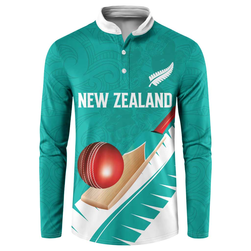 Custom New Zealand Cricket Button Sweatshirt Kiwi Birds Haka Dance Turquoise Fern Sporty Style LT03 Turquoise - Polynesian Pride
