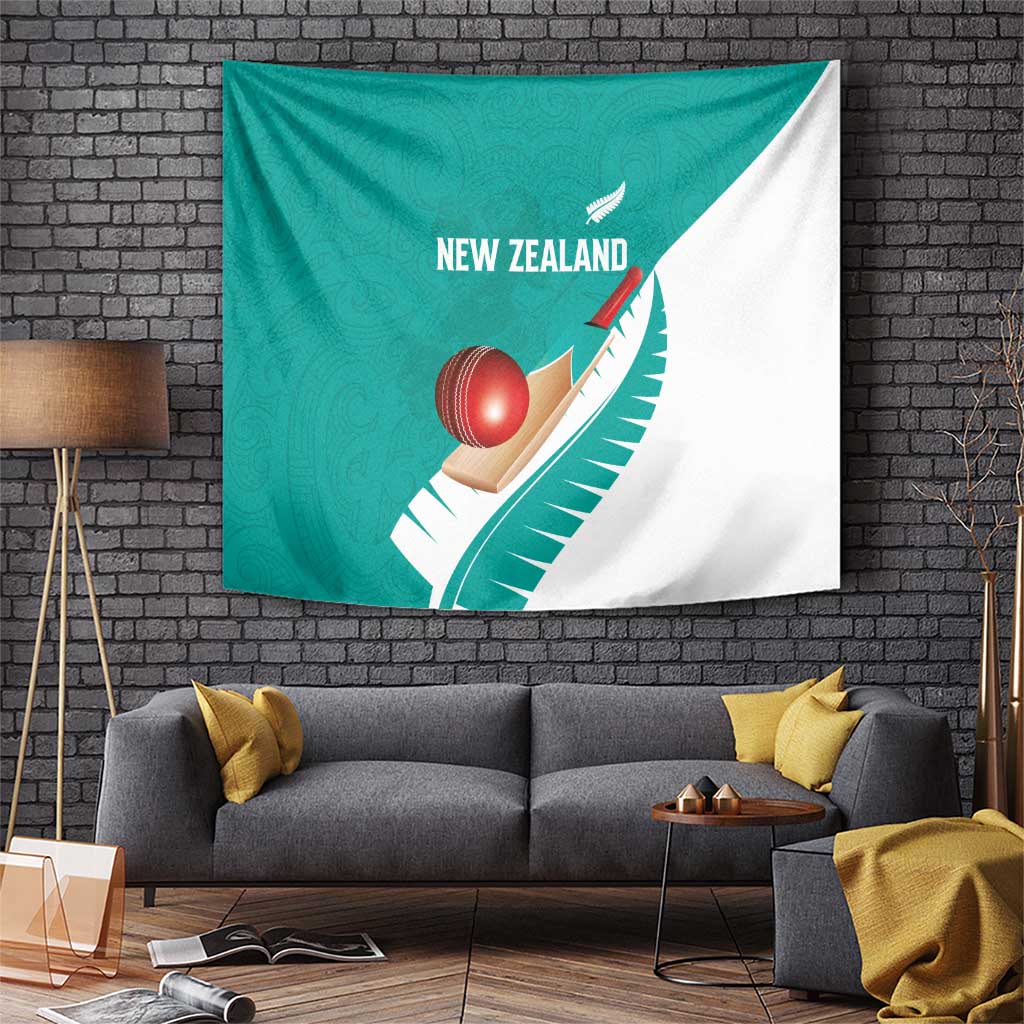 New Zealand Cricket Tapestry Kiwi Birds Haka Dance Turquoise Fern Sporty Style LT03 Turquoise - Polynesian Pride