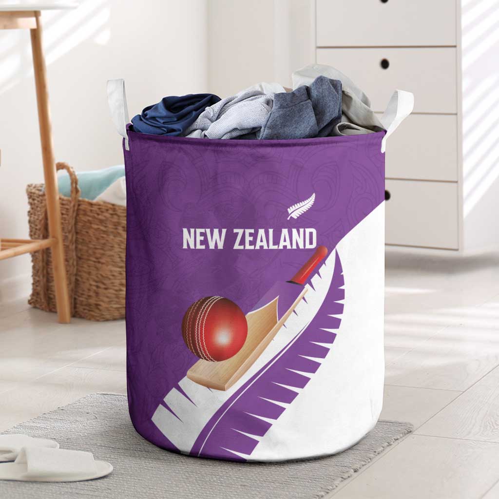 New Zealand Cricket Laundry Basket Kiwi Birds Haka Dance Purple Fern Sporty Style LT03 Purple - Polynesian Pride