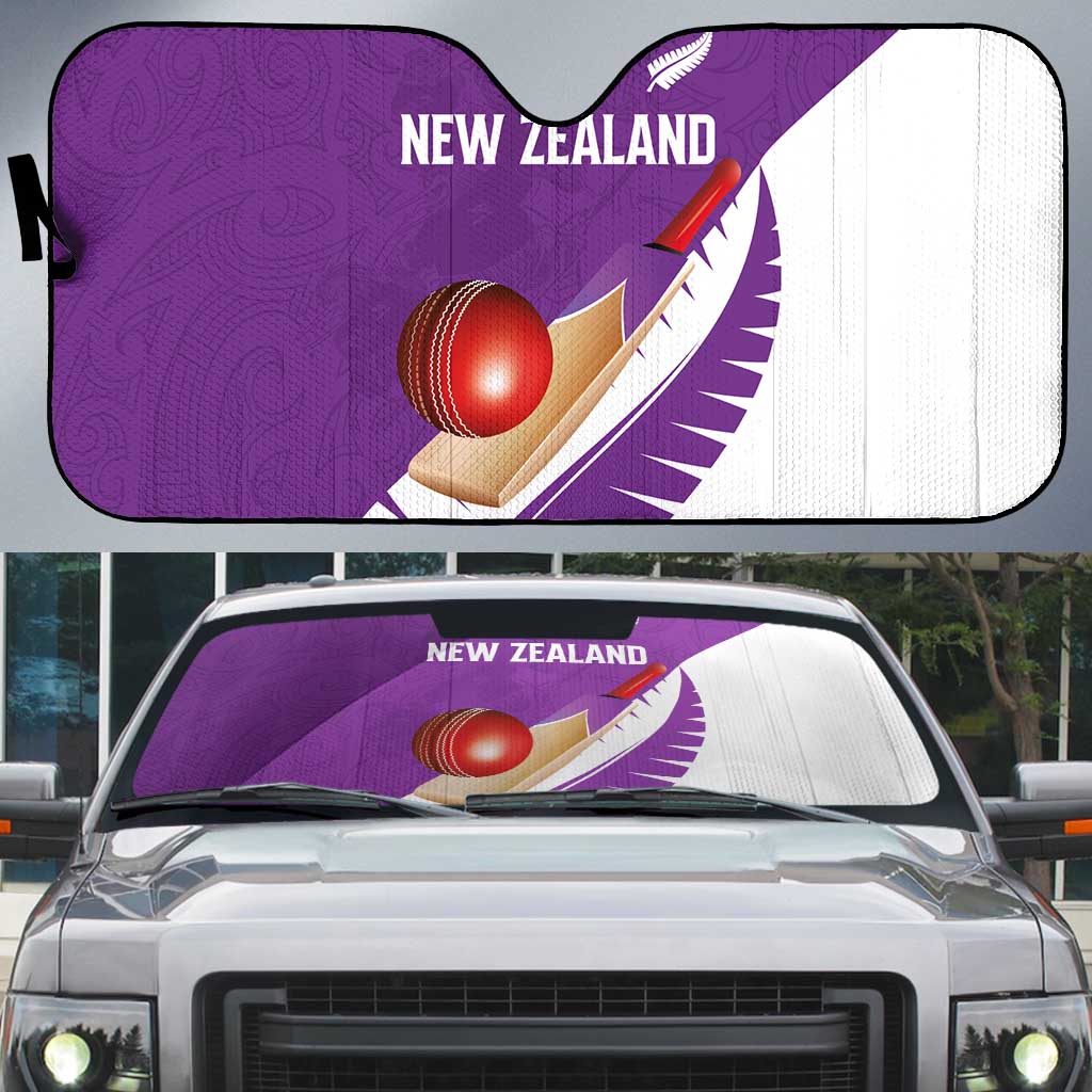 New Zealand Cricket Auto Sun Shade Kiwi Birds Haka Dance Purple Fern Sporty Style LT03 Purple - Polynesian Pride