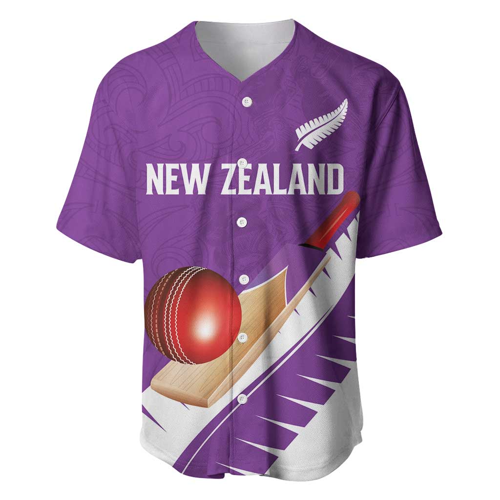 Custom New Zealand Cricket Baseball Jersey Kiwi Birds Haka Dance Purple Fern Sporty Style LT03 Purple - Polynesian Pride