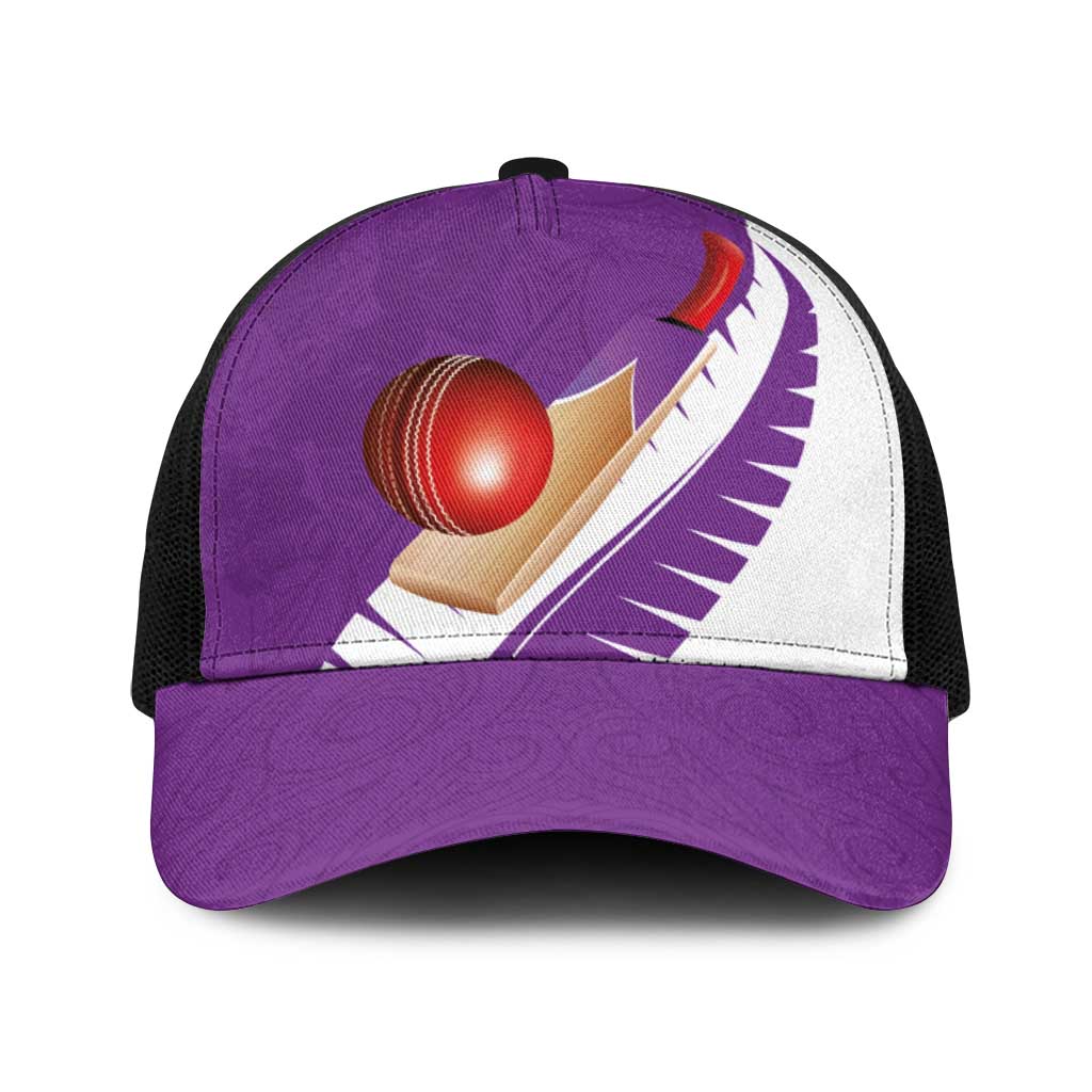 New Zealand Cricket Baseball Net Cap Kiwi Birds Haka Dance Purple Fern Sporty Style LT03 One Size Black Purple - Polynesian Pride