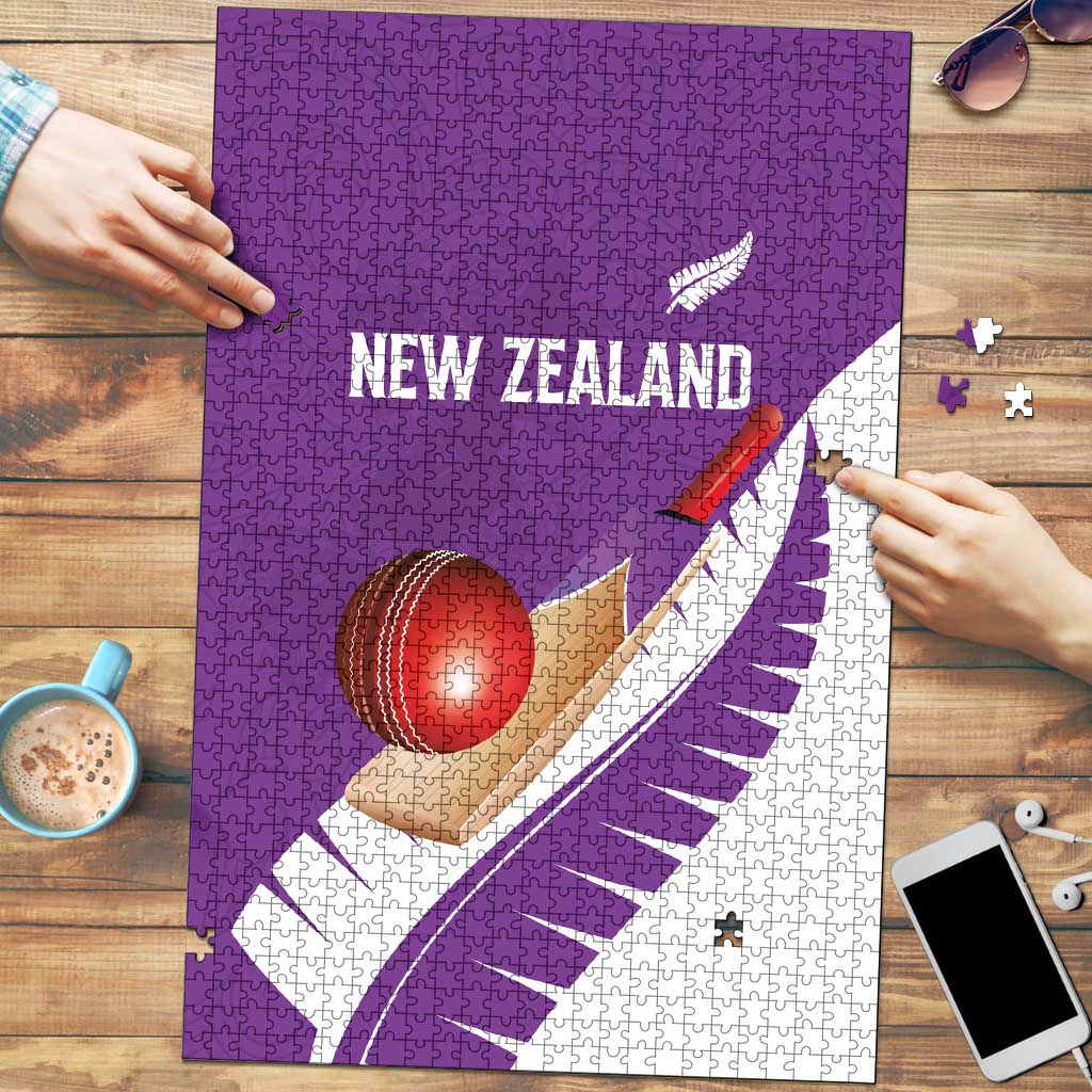 New Zealand Cricket Puzzle Kiwi Birds Haka Dance Purple Fern Sporty Style LT03 Purple - Polynesian Pride