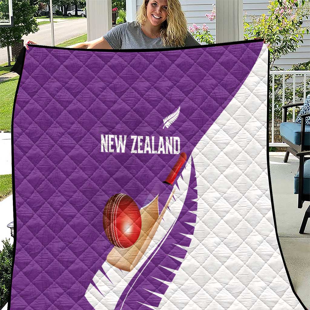 New Zealand Cricket Quilt Kiwi Birds Haka Dance Purple Fern Sporty Style LT03 Purple - Polynesian Pride