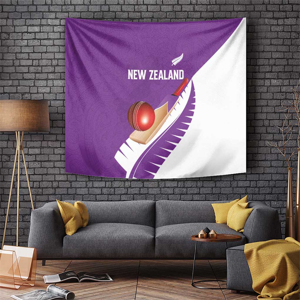 New Zealand Cricket Tapestry Kiwi Birds Haka Dance Purple Fern Sporty Style LT03 Purple - Polynesian Pride