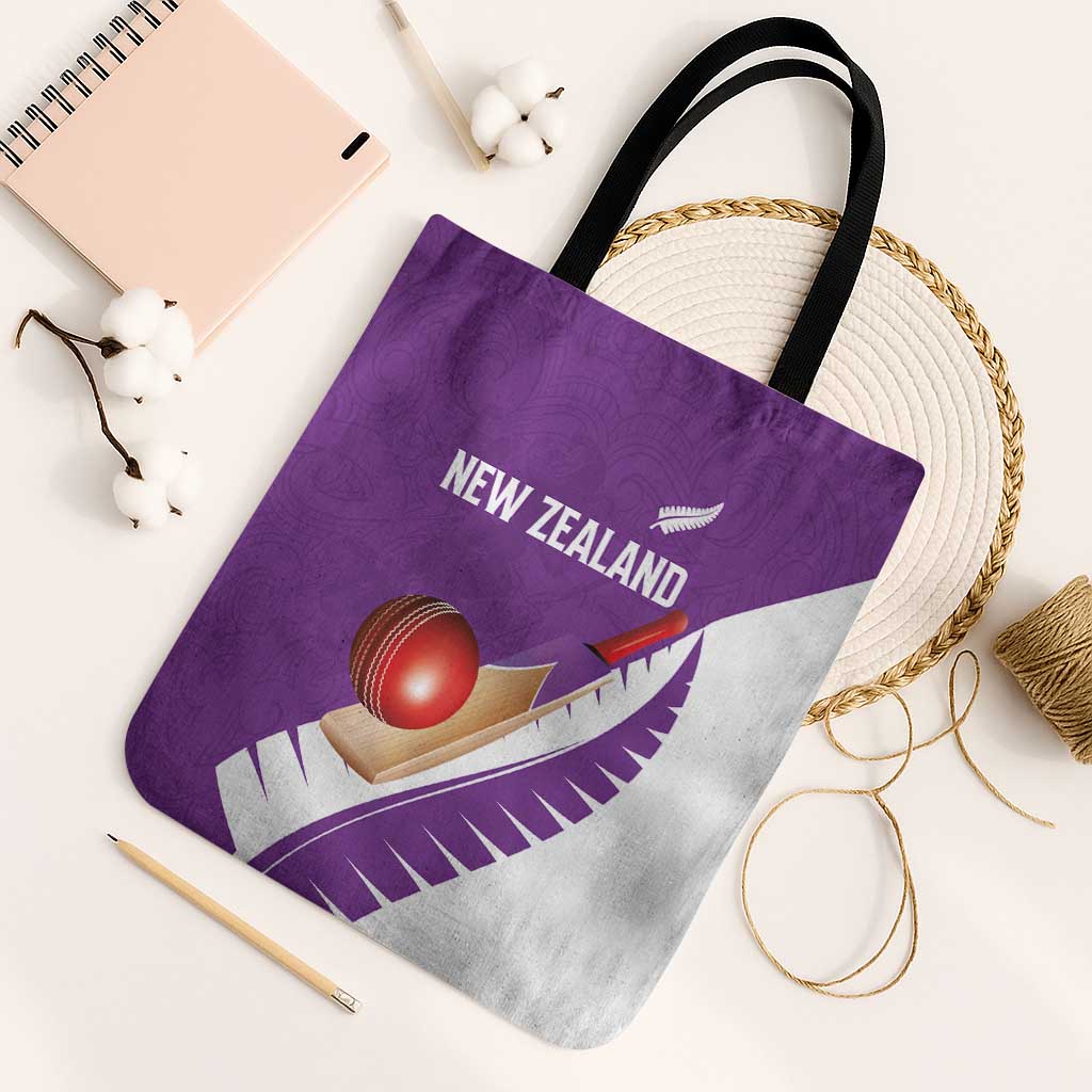 New Zealand Cricket Tote Bag Kiwi Birds Haka Dance Purple Fern Sporty Style LT03 Black Strap One Size Purple - Polynesian Pride