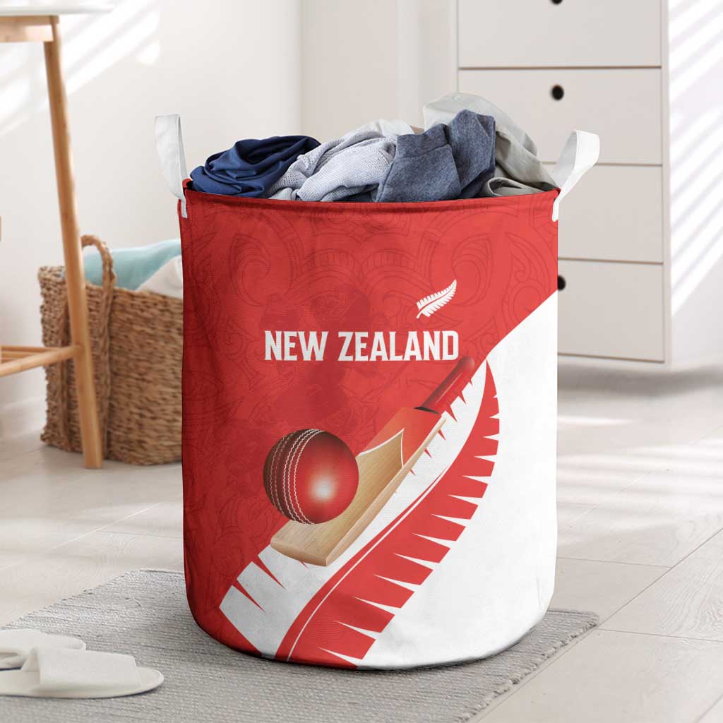New Zealand Cricket Laundry Basket Kiwi Birds Haka Dance Red Fern Sporty Style LT03 Red - Polynesian Pride