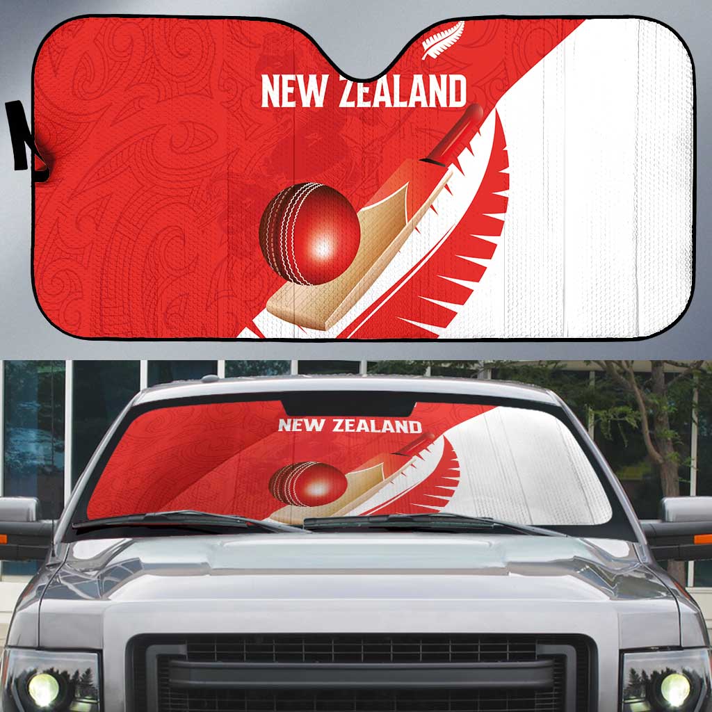 New Zealand Cricket Auto Sun Shade Kiwi Birds Haka Dance Red Fern Sporty Style LT03 Red - Polynesian Pride