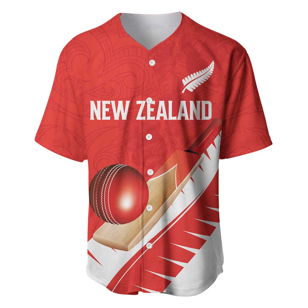 Custom New Zealand Cricket Baseball Jersey Kiwi Birds Haka Dance Red Fern Sporty Style LT03 Red - Polynesian Pride