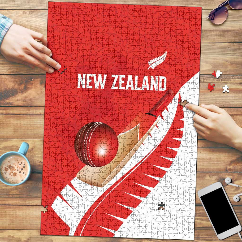 New Zealand Cricket Puzzle Kiwi Birds Haka Dance Red Fern Sporty Style LT03 Red - Polynesian Pride