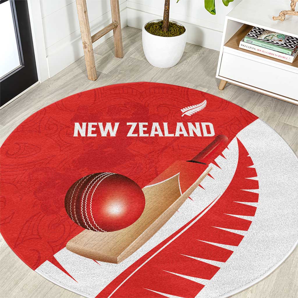 New Zealand Cricket Round Carpet Kiwi Birds Haka Dance Red Fern Sporty Style LT03 Red - Polynesian Pride